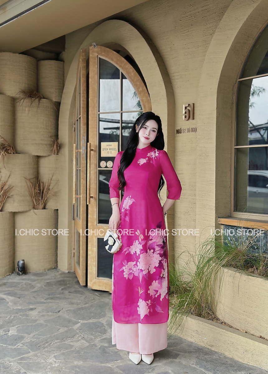 Áo Dài Như Hương Hồng Sen
