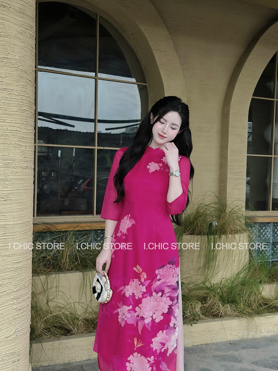 Áo Dài Như Hương Hồng Sen